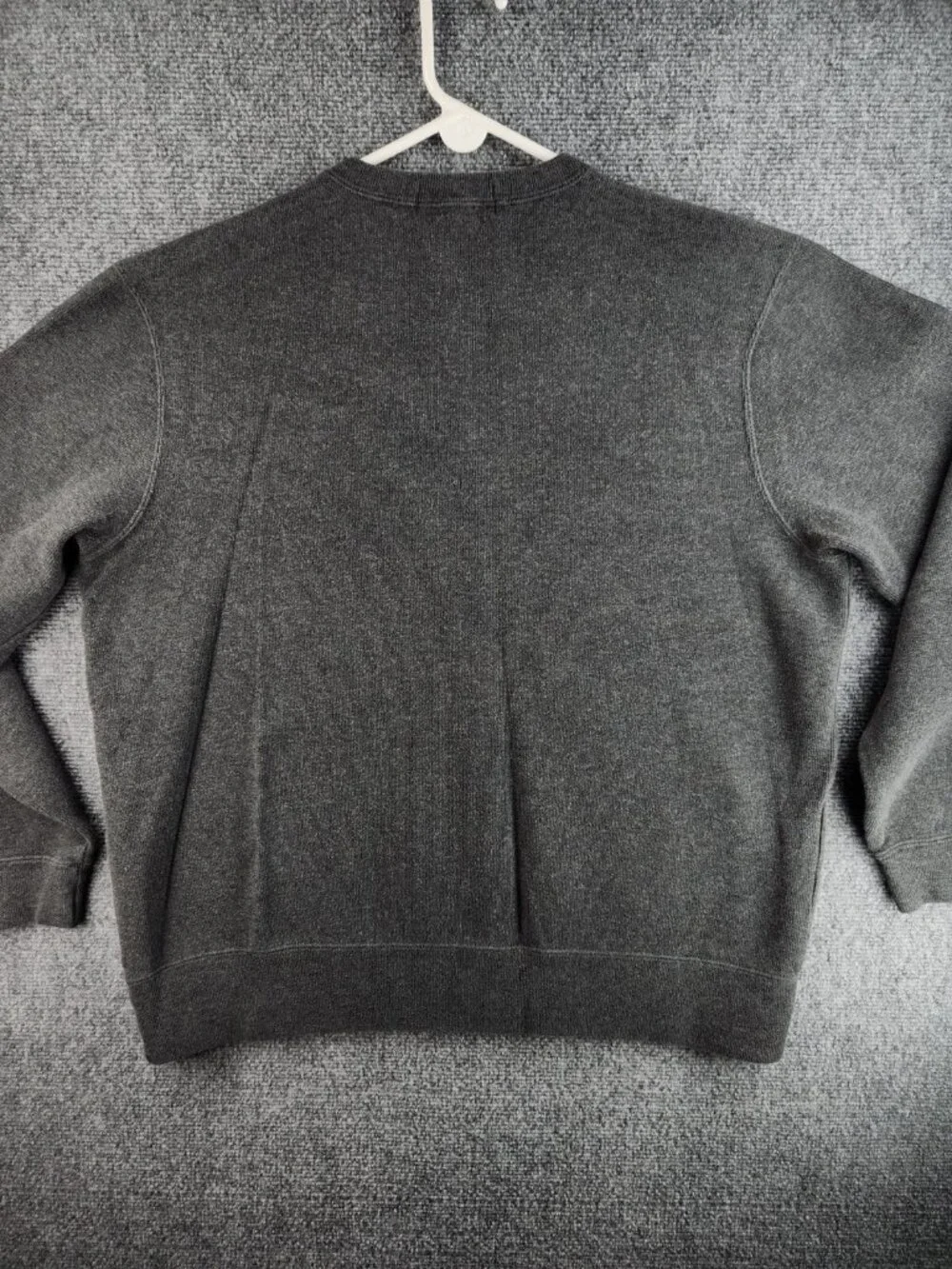 Polo Ralph Lauren Mediumweight Large Knit Gray Cotton V Neck Sweater Pony Logo